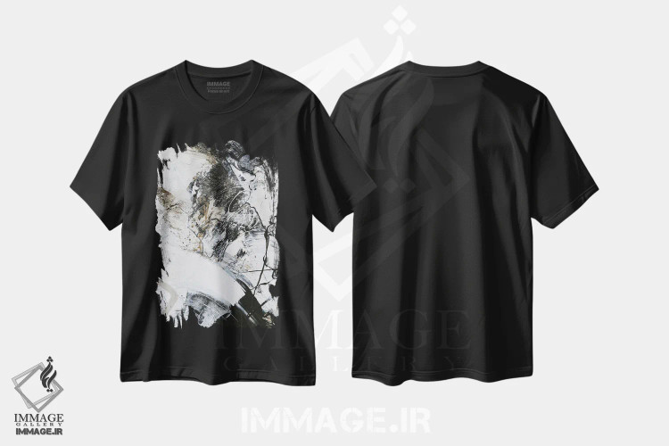تیشرت مشکی طرح دار سیاه و سفید ۱ اثر دیزاین فابریکن | فروشگاه ایماژ