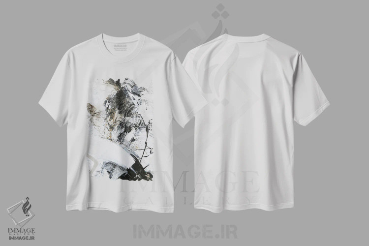 تیشرت سفید طرح دار سیاه و سفید ۱ اثر دیزاین فابریکن | immage.ir