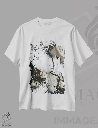 تیشرت سفید طرح دار سیاه و سفید ۳ اثر دیزاین فابریکن | فروشگاه ایماژ