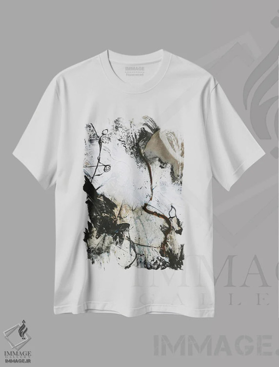 تیشرت سفید طرح دار سیاه و سفید ۳ اثر دیزاین فابریکن | فروشگاه ایماژ