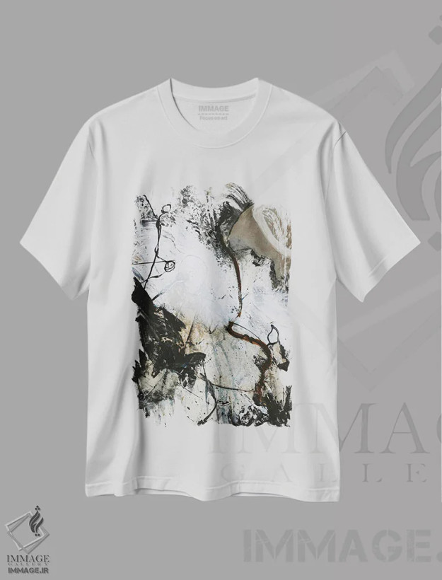تیشرت سفید طرح دار سیاه و سفید ۳ اثر دیزاین فابریکن | فروشگاه ایماژ