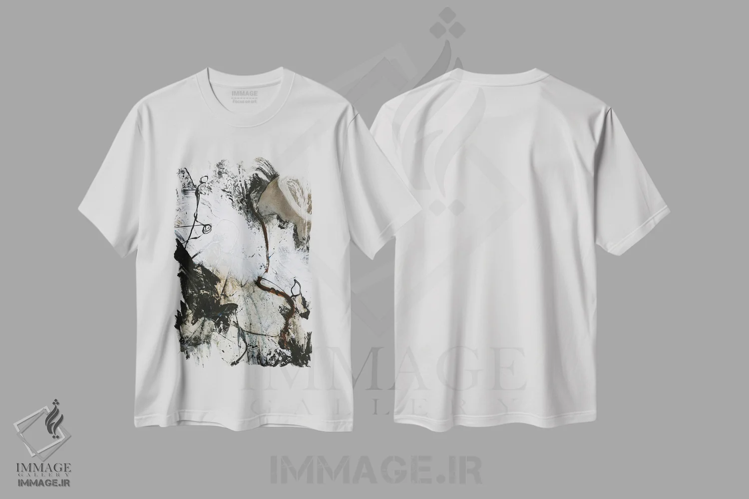 تیشرت سفید طرح دار سیاه و سفید ۳ اثر دیزاین فابریکن | فروشگاه ایماژ
