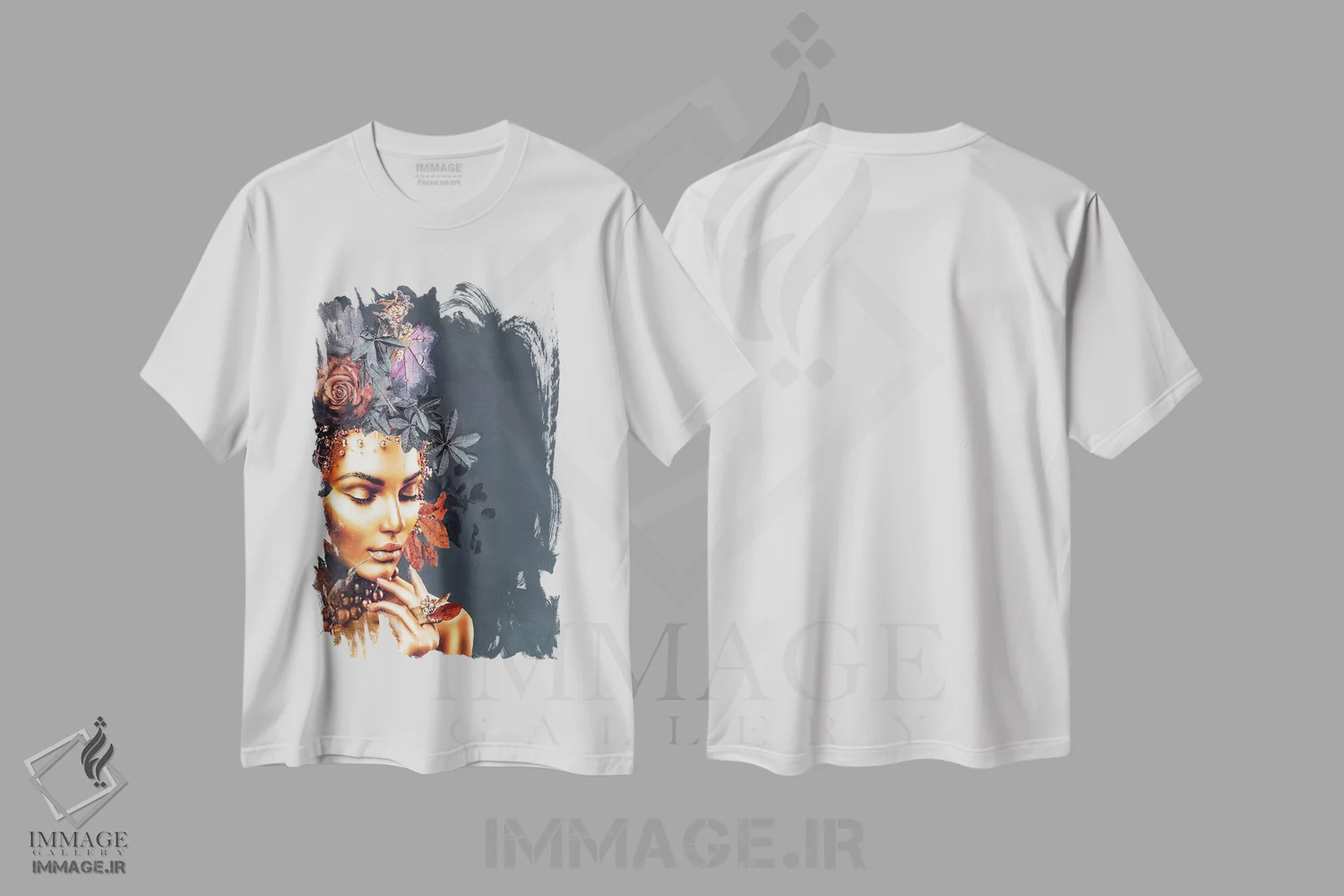 تیشرت سفید طرح دار مد طلایی ۱، هنر دیجیتال اثر دیزاین فابریکن | فروشگاه ایماژ