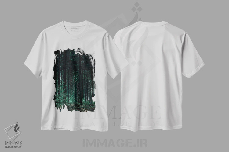 تیشرت سفید طرح دار سبز تیره، مدیوم اثر دیزاین فابریکن | immage.ir