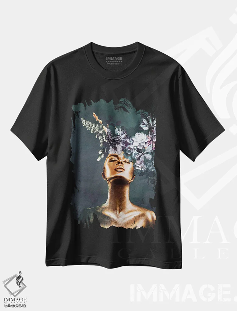 تیشرت مشکی طرح دار مد طلایی ۲، هنر دیجیتال اثر دیزاین فابریکن | فروشگاه ایماژ