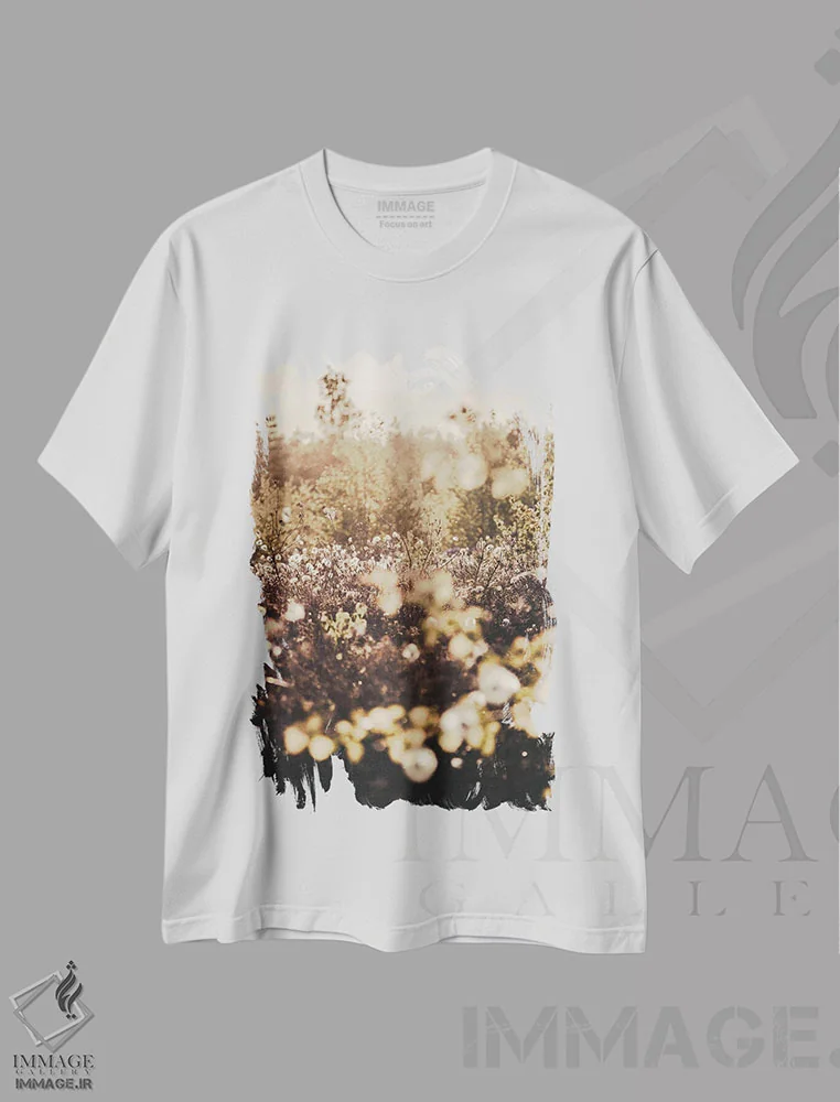 تیشرت سفید طرح دار مزرعه طلایی، مدیوم اثر دیزاین فابریکن | immage.ir