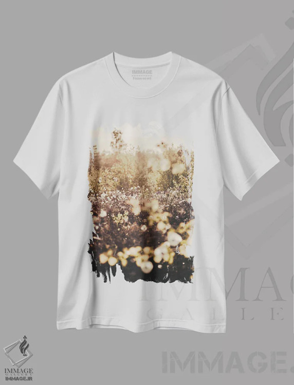 تیشرت سفید طرح دار مزرعه طلایی، مدیوم اثر دیزاین فابریکن | immage.ir