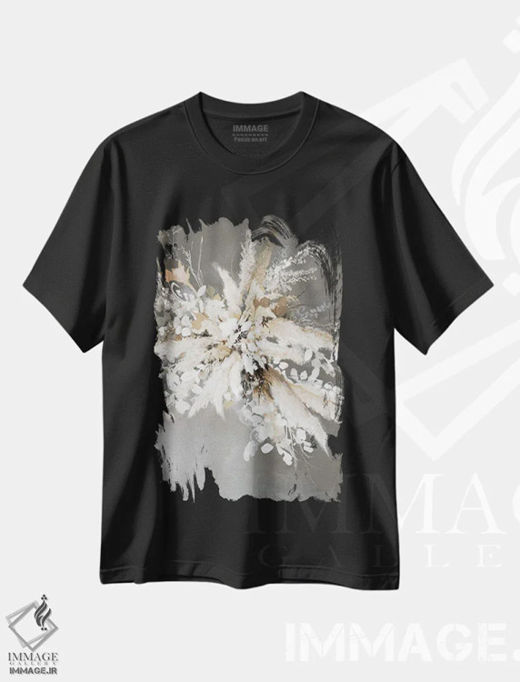 تیشرت مشکی طرح دار برگ های روشن ۱، دکور معاصر اثر دیزاین فابریکن | immage.ir