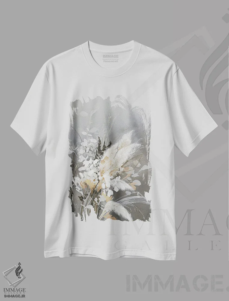 تیشرت سفید طرح دار برگ های روشن ۲، دکور معاصر اثر دیزاین فابریکن | immage.ir