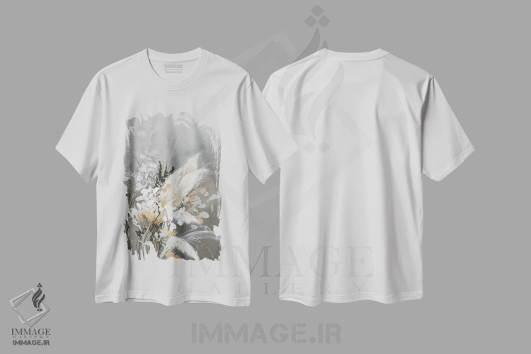 تیشرت سفید طرح دار برگ های روشن ۲، دکور معاصر اثر دیزاین فابریکن | immage.ir