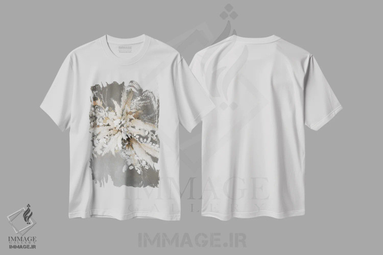 تیشرت سفید طرح دار برگ های روشن ۱، دکور معاصر اثر دیزاین فابریکن | فروشگاه ایماژ
