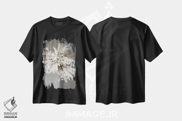 تیشرت مشکی طرح دار برگ های روشن ۱، دکور معاصر اثر دیزاین فابریکن | immage.ir