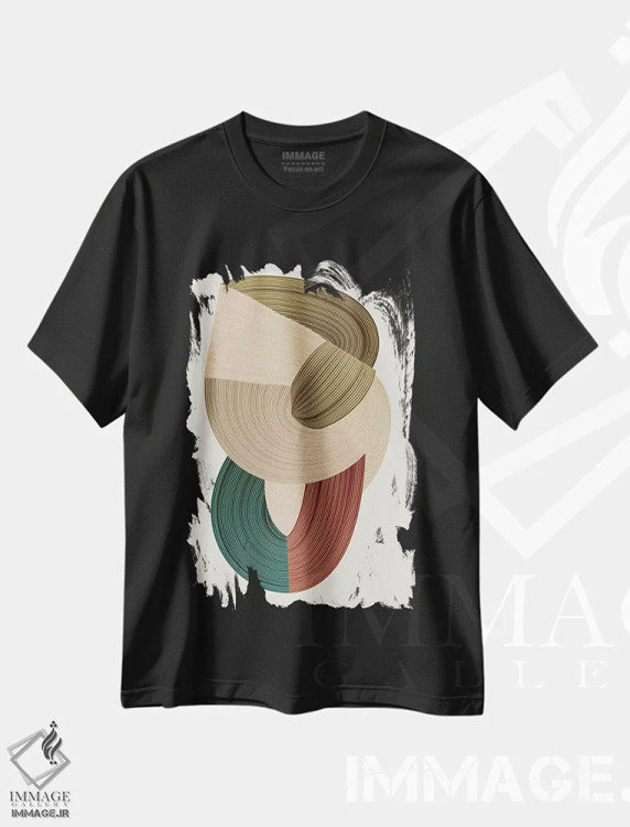 تیشرت مشکی طرح دار الیاف ۱، آبستره اثر دیزاین فابریکن | فروشگاه ایماژ