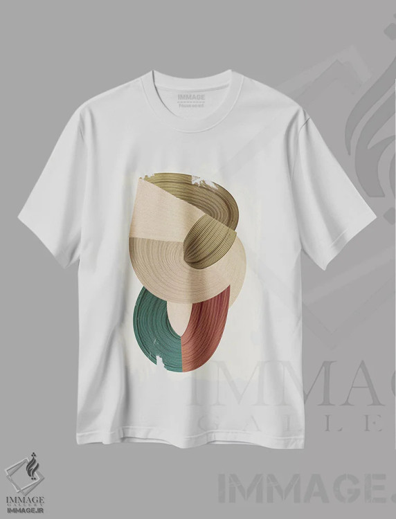تیشرت سفید طرح دار الیاف ۱، آبستره اثر دیزاین فابریکن | immage.ir