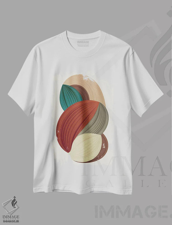 تیشرت سفید طرح دار الیاف ۲، آبستره اثر دیزاین فابریکن | فروشگاه ایماژ