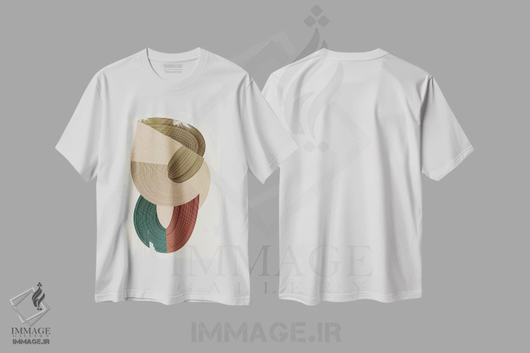 تیشرت سفید طرح دار الیاف ۱، آبستره اثر دیزاین فابریکن | immage.ir