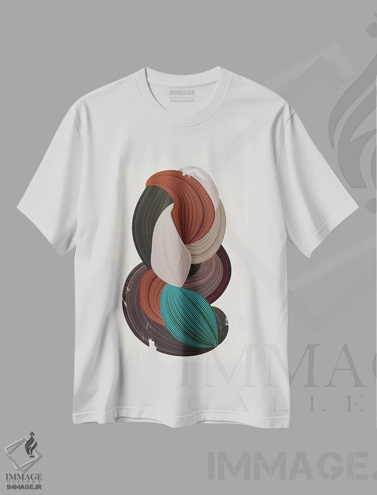تیشرت سفید طرح دار الیاف ۳، آبستره اثر دیزاین فابریکن | immage.ir