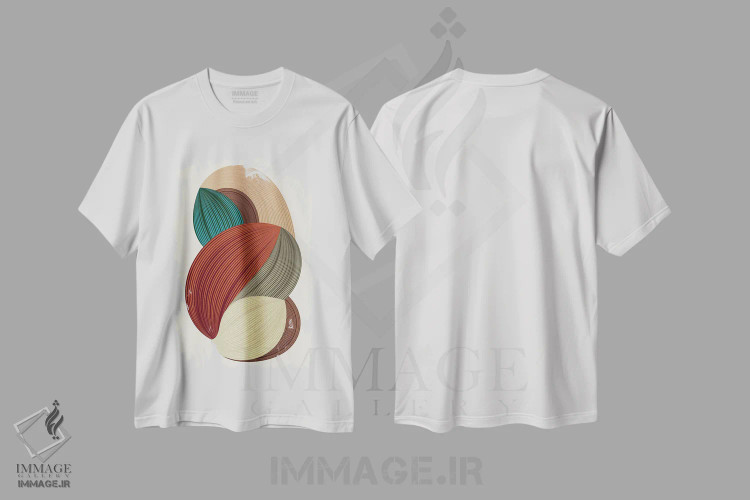 تیشرت سفید طرح دار الیاف ۲، آبستره اثر دیزاین فابریکن | فروشگاه ایماژ