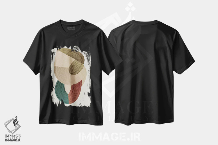 تیشرت مشکی طرح دار الیاف ۱، آبستره اثر دیزاین فابریکن | فروشگاه ایماژ