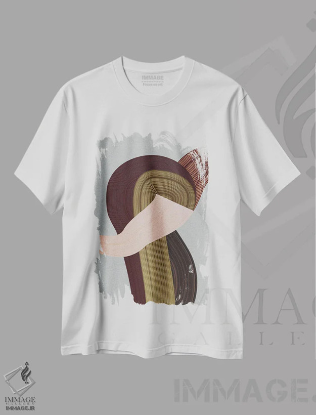 تیشرت سفید طرح دار الیاف ۴، آبستره اثر دیزاین فابریکن | فروشگاه ایماژ