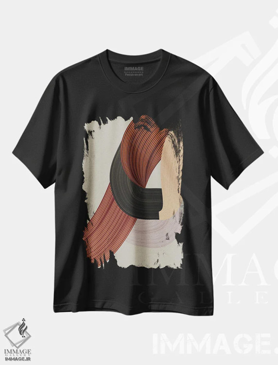 تیشرت مشکی طرح دار الیاف ۶، آبستره اثر دیزاین فابریکن | immage.ir