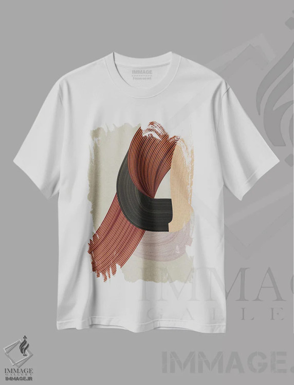 تیشرت سفید طرح دار الیاف ۶، آبستره اثر دیزاین فابریکن | فروشگاه ایماژ