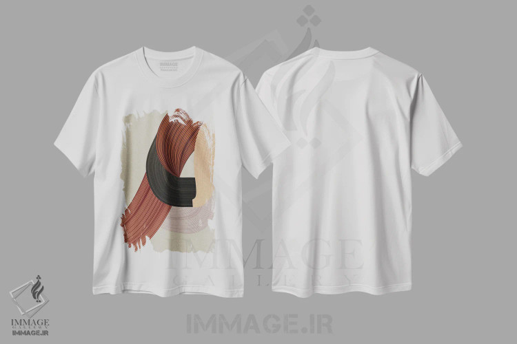تیشرت سفید طرح دار الیاف ۶، آبستره اثر دیزاین فابریکن | فروشگاه ایماژ
