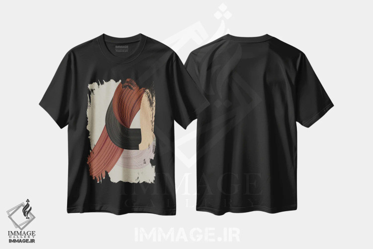تیشرت مشکی طرح دار الیاف ۶، آبستره اثر دیزاین فابریکن | immage.ir