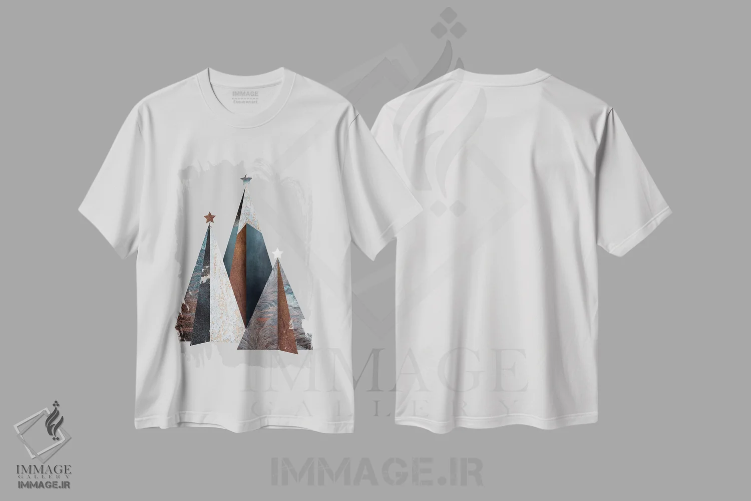 تیشرت سفید طرح دار سه درخت کریسمس، هنر دیجیتال اثر دیزاین فابریکن | فروشگاه ایماژ