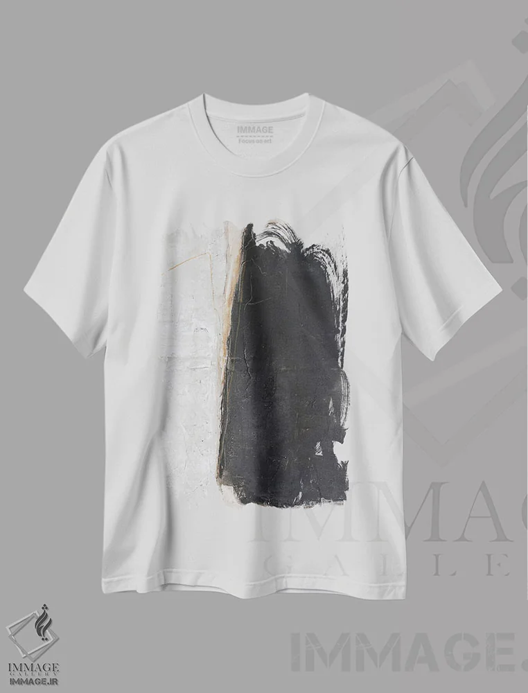 تیشرت سفید طرح دار خاموشی، آبستره اثر دیزاین فابریکن | immage.ir