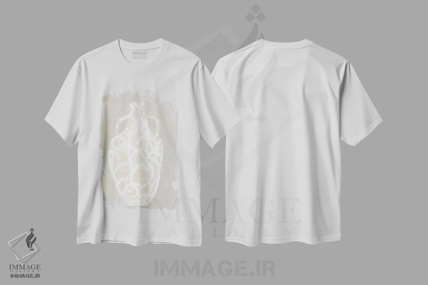 تیشرت سفید طرح دار پوشیده از سفال، تزئینی اثر دیزاین فابریکن | فروشگاه ایماژ