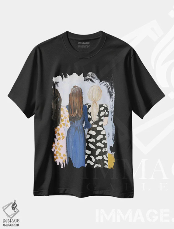 تیشرت مشکی طرح دار دختر هماهنگ، تزئینی اثر دیزاین فابریکن | immage.ir