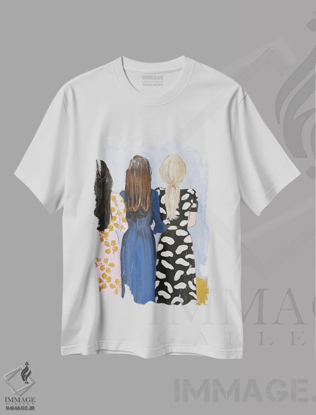 تیشرت سفید طرح دار دختر هماهنگ، تزئینی اثر دیزاین فابریکن | فروشگاه ایماژ