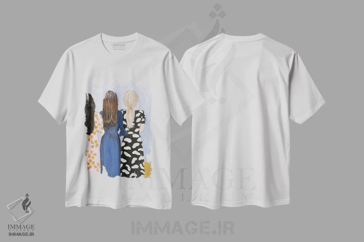 تیشرت سفید طرح دار دختر هماهنگ، تزئینی اثر دیزاین فابریکن | فروشگاه ایماژ
