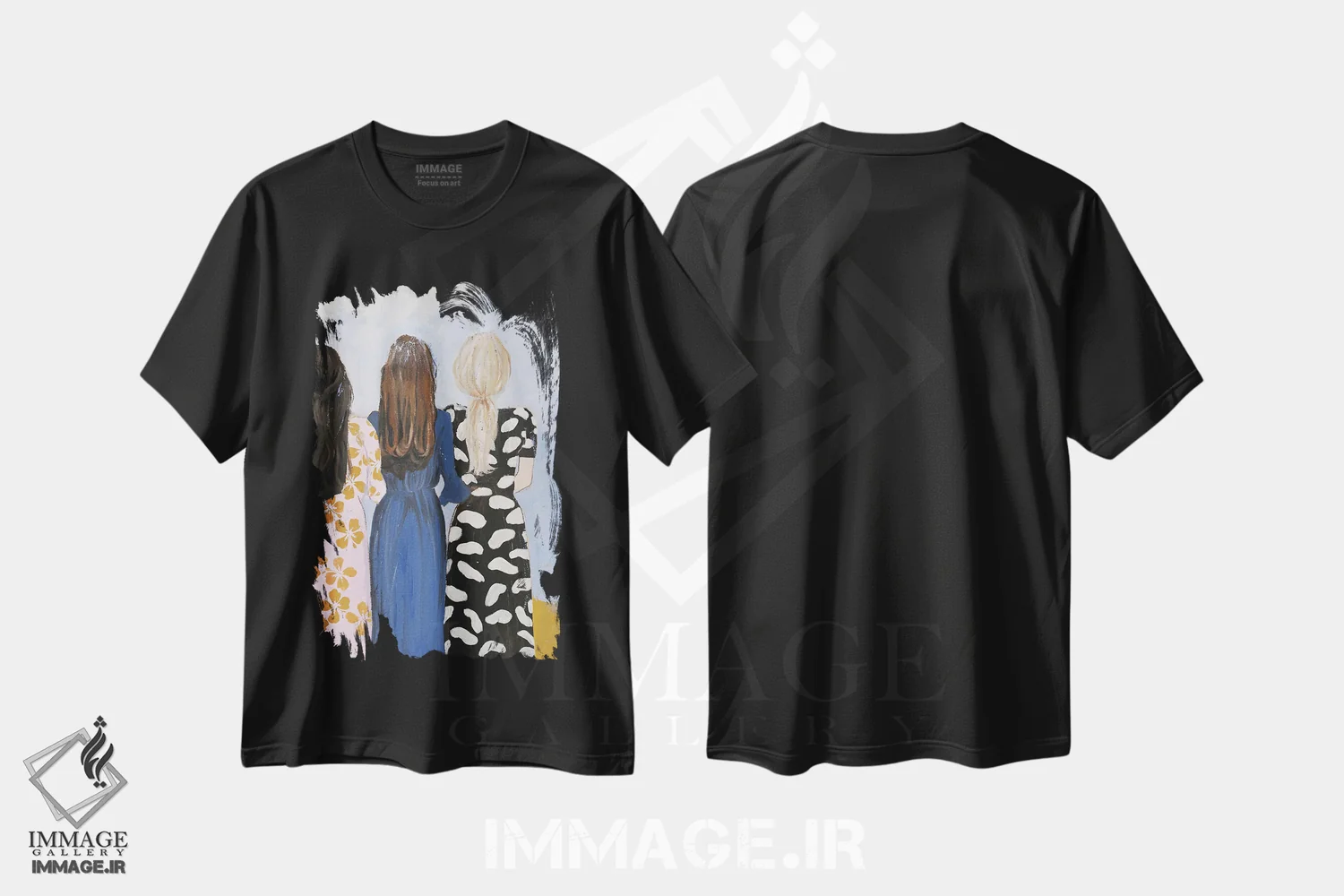 تیشرت مشکی طرح دار دختر هماهنگ، تزئینی اثر دیزاین فابریکن | immage.ir