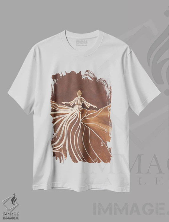 تیشرت سفید طرح دار شکوه مند، تزئینی اثر دیزاین فابریکن | فروشگاه ایماژ