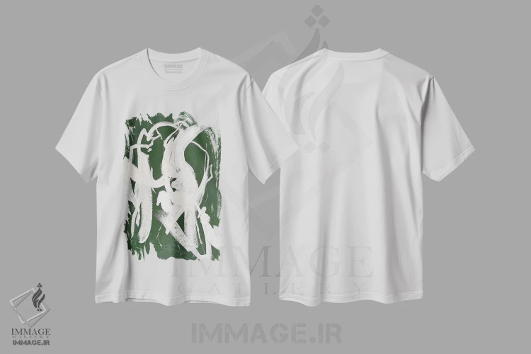 تیشرت سفید طرح دار درهم تنیده اثر دیزاین فابریکن | فروشگاه ایماژ