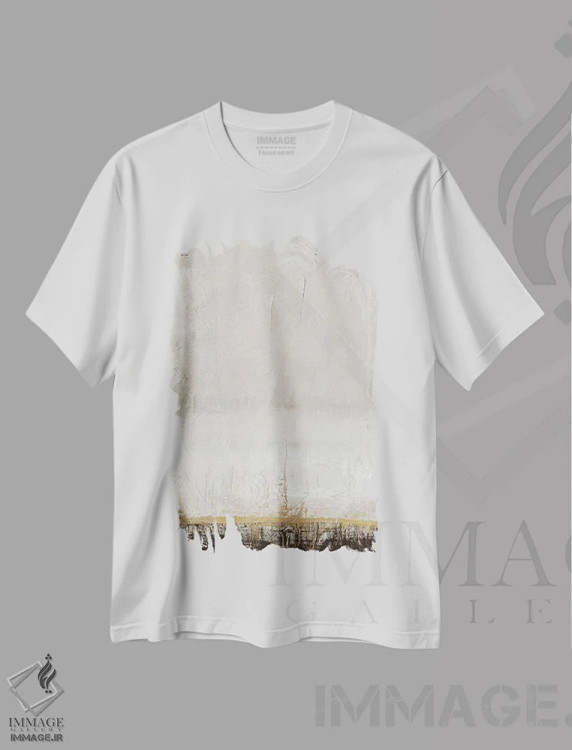 تیشرت سفید طرح دار خط طلایی، تزئینی اثر دیزاین فابریکن | immage.ir