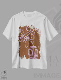 تیشرت سفید طرح دار یاسی قهوه ای، تزئینی اثر دیزاین فابریکن | فروشگاه ایماژ