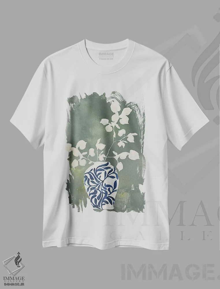 تیشرت سفید طرح دار طبیعت بی جان، شینوازری اثر دیزاین فابریکن | immage.ir