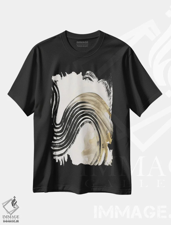 تیشرت مشکی طرح دار راه راه، آبستره اثر دیزاین فابریکن | immage.ir