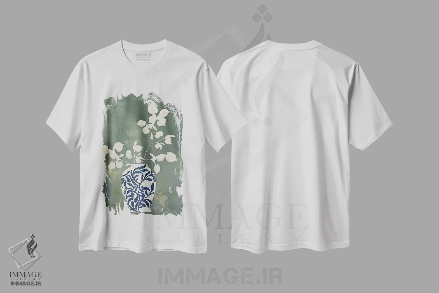تیشرت سفید طرح دار طبیعت بی جان، شینوازری اثر دیزاین فابریکن | immage.ir