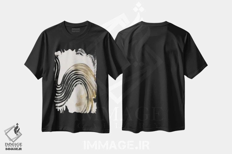 تیشرت مشکی طرح دار راه راه، آبستره اثر دیزاین فابریکن | immage.ir
