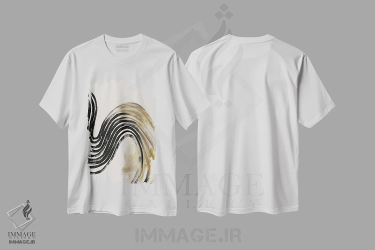 تیشرت سفید طرح دار راه راه، آبستره اثر دیزاین فابریکن | فروشگاه ایماژ