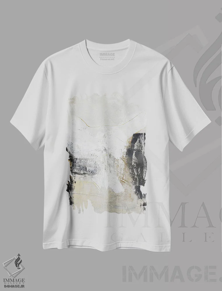 تیشرت سفید طرح دار سفید سیاه اثر دیزاین فابریکن | فروشگاه ایماژ