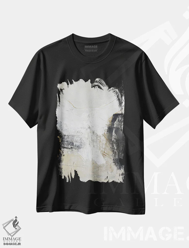 تیشرت مشکی طرح دار سفید سیاه اثر دیزاین فابریکن | immage.ir
