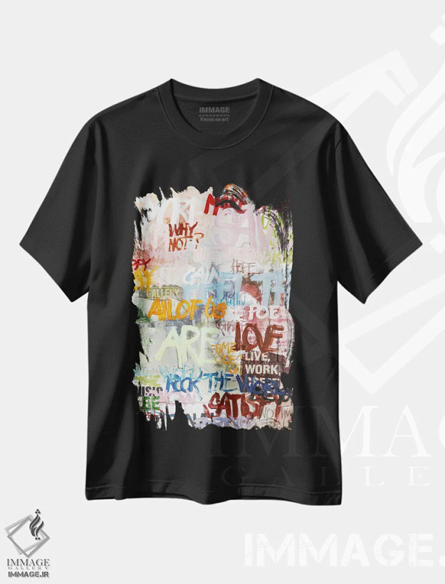 تیشرت مشکی طرح دار زندگی خیابانی، آبستره اثر دیزاین فابریکن | فروشگاه ایماژ