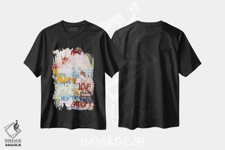 تیشرت مشکی طرح دار زندگی خیابانی، آبستره اثر دیزاین فابریکن | فروشگاه ایماژ