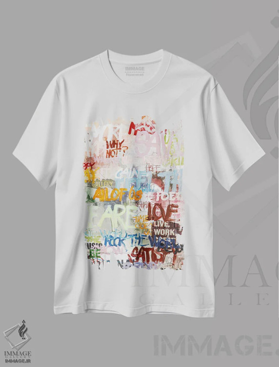 تیشرت سفید طرح دار زندگی خیابانی، آبستره اثر دیزاین فابریکن | immage.ir