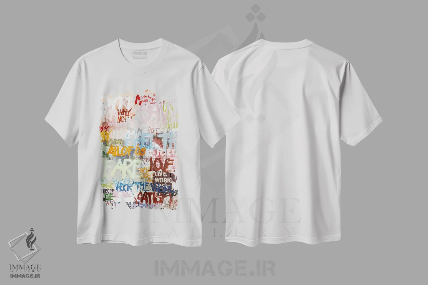 تیشرت سفید طرح دار زندگی خیابانی، آبستره اثر دیزاین فابریکن | immage.ir